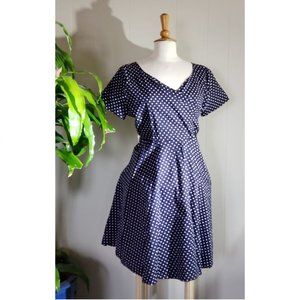 Polka Dot Retro Vintage Navy Dress #09